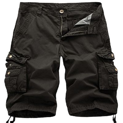 chouyatou Men's Active Normal Waist Loose Multi-Pocket Versatile Twill Cargo Shorts (46, Dark Grey)