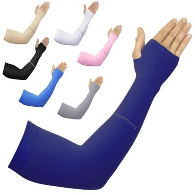 Meiyante Cooling Arm Sleeves - UPF 50+ Sun Protection & Tattoo Cover Up - Seamless Non-Slip Compression for Men & Women - Premium Made in Taiwan Quality (1 Pair, Dark Blue Navy) leeves
