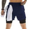 OEBLD Mens Athletic Shorts 2-in-1 Gym Workout Running 7'' Shorts with Towel Loop Dark Grey view 2
