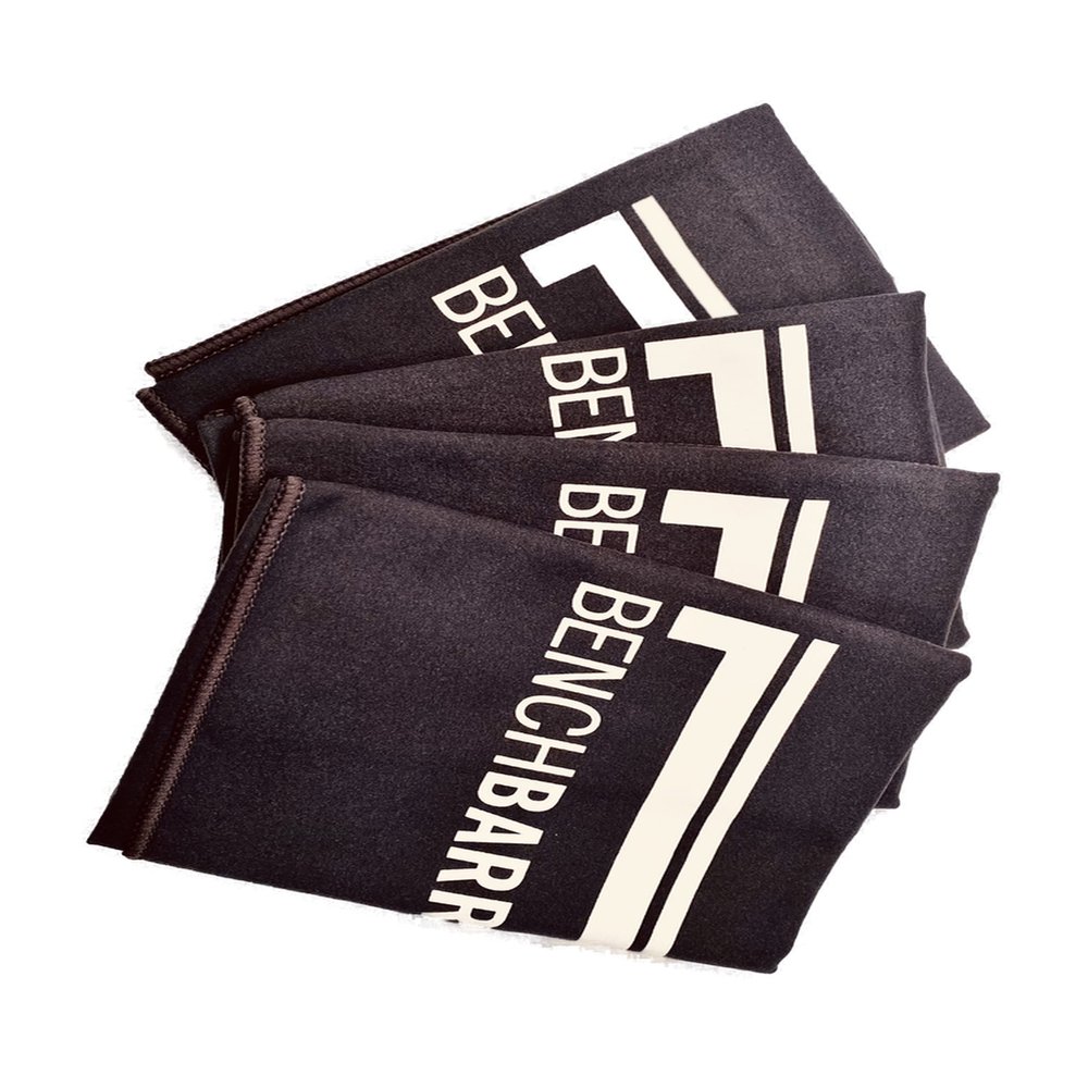 BENCHBARRIER 4 - Pack Dark Gray Sweat Towel for Gym, Workout, Yoga, Tennis with Odor Free Cool Soft Split Microfiber - Easy to Clean Chilly Fitness Towels