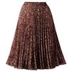 chouyatou Women's Elastic Waist Leopard Print A-Line Pleated Swing Midi Length Full Skirt (Large, Rusty-Leopard)