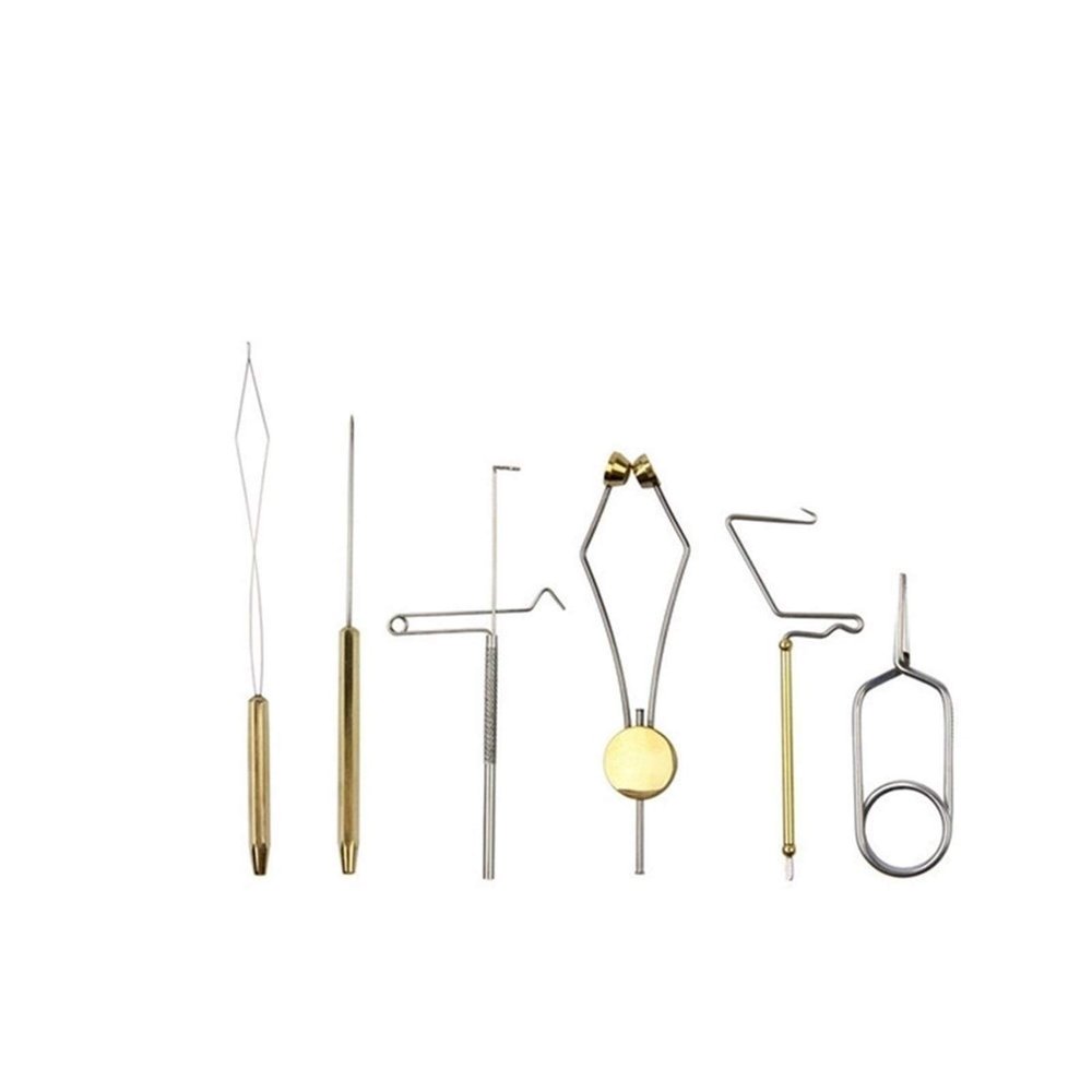 DunMuan Steel Fly Tying Vise with C-Clamp Brass Rotary Whin Finisher Bobbin Thread Holder Set for Fly Fishing Hook Tying Tools DunMuan (Color : 6pcs)
