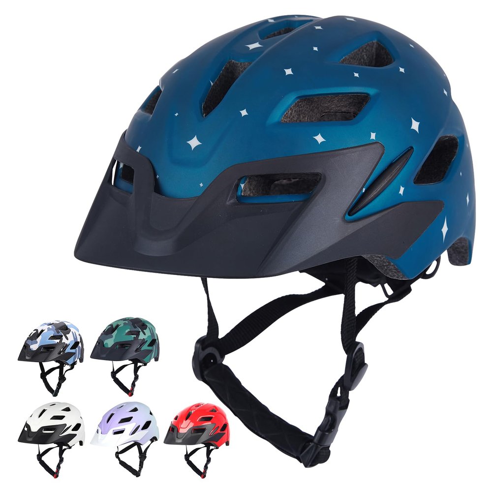 Bilaki Kids Bike Helmet, Adjustable Toddler Youth Helmet with Detachable Visor & LED Light for Boys Girls Ages 2-14, Multi-Sport Helmet for Cycling Scooter Skating, 2 Sizes