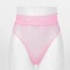 ACSUSS Women's Fishnet Sheer Hi-Cut Brief Panty Thong Floral Lace High Waisted Sexy Underwear Pink One Size view 3