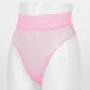 ACSUSS Women's Fishnet Sheer Hi-Cut Brief Panty Thong Floral Lace High Waisted Sexy Underwear Pink One Size view 4