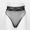 ACSUSS Women's Fishnet Sheer Hi-Cut Brief Panty Thong Floral Lace High Waisted Sexy Underwear Black One Size view 2