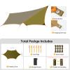 FREE SOLDIER Camping Tarp Waterproof Portable Multifunctional Outdoor Camping Traveling Awning Backpacking Shelter Rain Tarp (Greenish Brown 6 Loop 1012ft) view 2