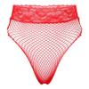 ACSUSS Women's Fishnet Sheer Hi-Cut Brief Panty Thong Floral Lace High Waisted Sexy Underwear Red One Size view 1