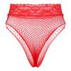 ACSUSS Women's Fishnet Sheer Hi-Cut Brief Panty Thong Floral Lace High Waisted Sexy Underwear Red One Size view 2
