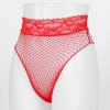 ACSUSS Women's Fishnet Sheer Hi-Cut Brief Panty Thong Floral Lace High Waisted Sexy Underwear Red One Size view 4