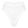 ACSUSS Women's Fishnet Sheer Hi-Cut Brief Panty Thong Floral Lace High Waisted Sexy Underwear White One Size view 1