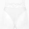 ACSUSS Women's Fishnet Sheer Hi-Cut Brief Panty Thong Floral Lace High Waisted Sexy Underwear White One Size view 3
