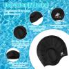 2 Pack Kids Swim Caps for Boys Girls, Durable Silicone Swimming Cap with 3D Ear Pockets for Age 3-15 Toddler Child Youth Teen, Unisex Swim Bath Hats for Short/Long Hair with Ear Plugs Nose Clip-7 view 4