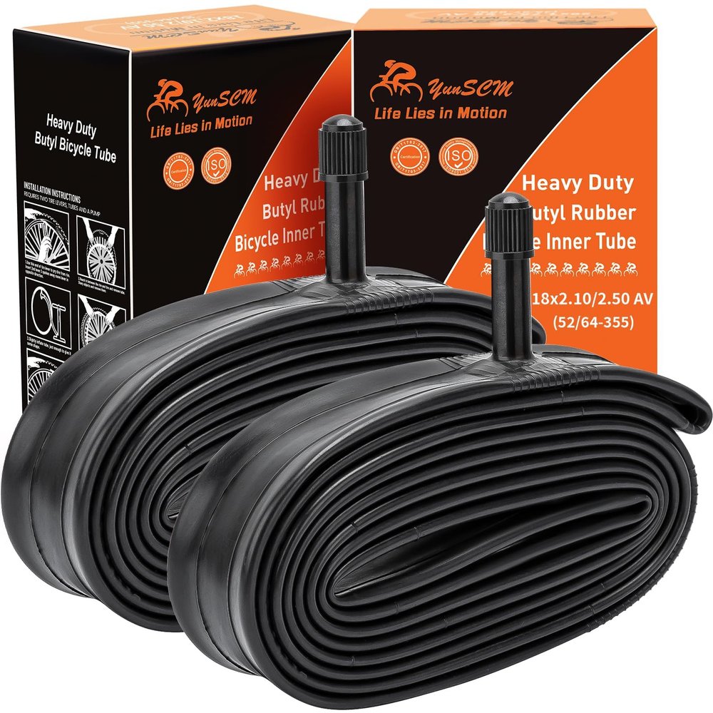 2-PCS 18" Heavy Duty Bike Tire Tubes 18x2.10/2.50 AV32mm Schrader Valve 52/64-355 Inner Tubes 18 Bicycle Tubes Compatible with 18 x 2.10 18x2.125 18x2.20 18x2.3 18x2.35 18x2.4 18x2.50 Bike Tire Tubes