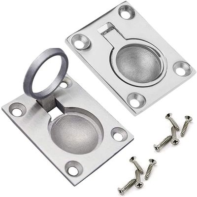Bestgle 2 Pack Flush Ring Pull, Boat Hatch Pull Flush Lift, Stainless Steel Recessed Pull Handle Marine Yacht Drawer Door Handle