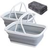 AUTODECO 2 Pack Collapsible Sink with Handle Towel, 2.37 Gal / 9L Foldable Wash Basin for Washing Dishes, Camping, Hiking and Home Gray
