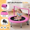 BCAN 36'' Toddler Trampoline, ASTM Certified - Kids Trampoline for Ages 1-6, Foam Handle & Safe Thickened Cover, Mini Trampolines for Kids Indoor, Easy to Assemble view 4