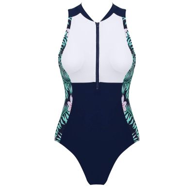 YONGHS Womens One Piece Swimsuit Zipper Front Swimwear Sun Protective Rash Guard Bathing Suit Bodysuit Pink Medium