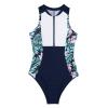 YONGHS Womens One Piece Swimsuit Zipper Front Swimwear Sun Protective Rash Guard Bathing Suit Bodysuit Pink Medium view 3