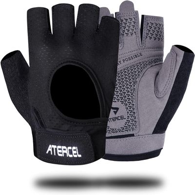 ATERCEL Weight Lifting Gloves Full Palm Protection, Workout Gloves for Gym, Cycling, Exercise, Breathable, Super Lightweight for Men and Women(Gray, L)