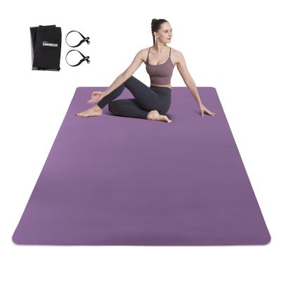 Large Yoga Mat for Men and Women - 6'x4'x6mm, Extra Wide TPE Fitness Mat for Home Gym Workout, Non-Slip, Perfect for Barefoot Exercise (Yoga, Pilates, Stretching, Meditation)