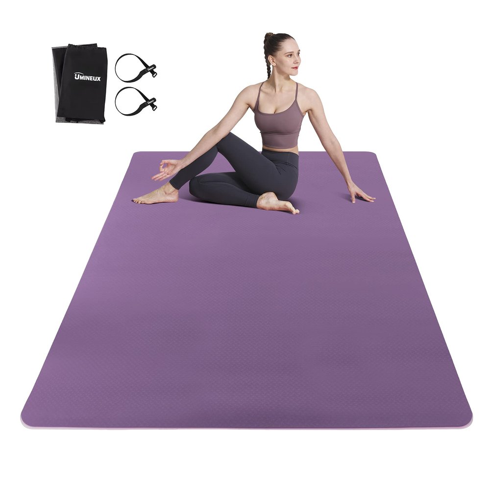 Large Yoga Mat for Men and Women - 6'x4'x6mm, Extra Wide TPE Fitness Mat for Home Gym Workout, Non-Slip, Perfect for Barefoot Exercise (Yoga, Pilates, Stretching, Meditation)