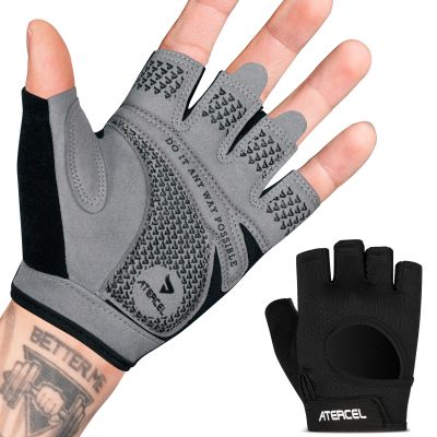 ATERCEL Weight Lifting Gloves Full Palm Protection, Workout Gloves for Gym, Cycling, Exercise, Breathable, Super Lightweight for Men and Women(Gray, M)