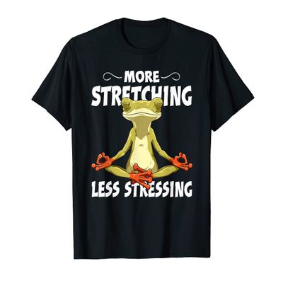 More Stretching Less Stressing Funny Frog Yoga Meditation T-Shirt