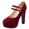 Roimaash Fashion Platform Pumps Block High Heels Ankle Strap Court Shoes Wedding Party Heels Mary Janes Extra Big Sizes Suede Red Size 36 view 1