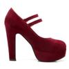 Roimaash Fashion Platform Pumps Block High Heels Ankle Strap Court Shoes Wedding Party Heels Mary Janes Extra Big Sizes Suede Red Size 36 view 4