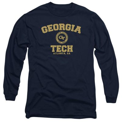 Georgia Tech Official Circle Logo Unisex Adult Long-Sleeve T Shirt,Navy, 3X-Large
