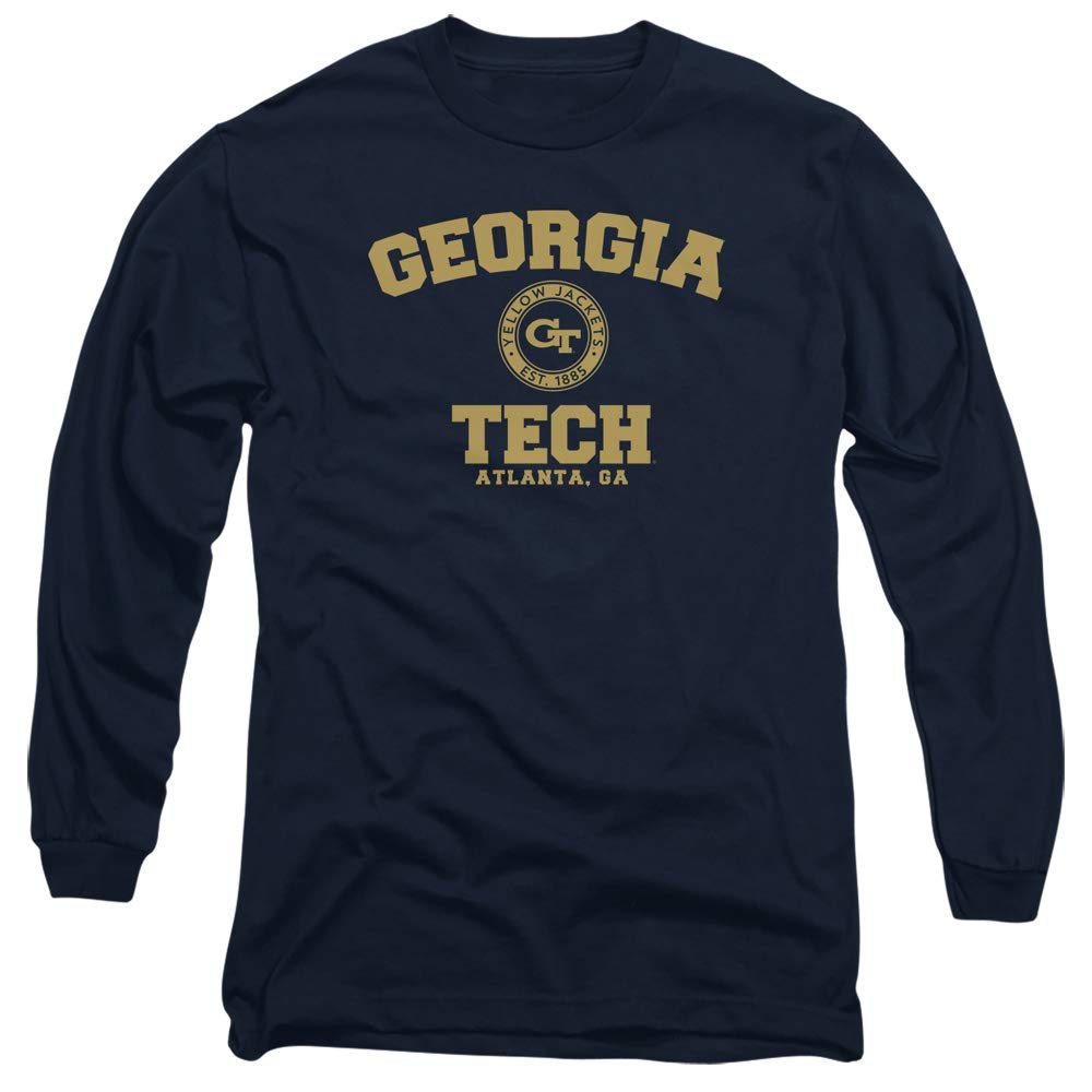 Georgia Tech Official Circle Logo Unisex Adult Long-Sleeve T Shirt,Navy, 3X-Large