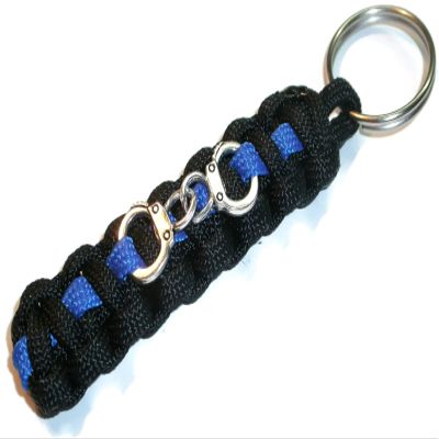 RedVex Thin Line Paracord Key Chain/Key Fob - Choose your colors - 3", 4", 6", and 8" Lengths (Qty-1) (Black with Blue Line, 8-inch)