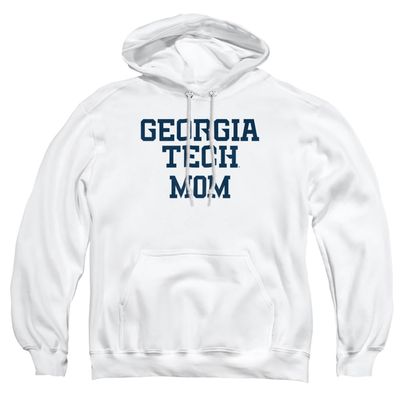 Georgia Tech Official Mom Unisex Adult Pull-Over Hoodie,White, Medium
