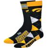 For Bare Feet NCAA 2-Pack Socks, 4 Stripe Deuce & Argyle Lineup, Iowa, Medium view 1