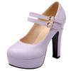 Roimaash Fashion Platform Pumps Block High Heels Ankle Strap Court Shoes Wedding Party Heels Mary Janes Extra Big Sizes Suede Purple Size 33 view 1