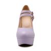 Roimaash Fashion Platform Pumps Block High Heels Ankle Strap Court Shoes Wedding Party Heels Mary Janes Extra Big Sizes Suede Purple Size 33 view 3