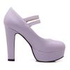 Roimaash Fashion Platform Pumps Block High Heels Ankle Strap Court Shoes Wedding Party Heels Mary Janes Extra Big Sizes Suede Purple Size 33 view 4