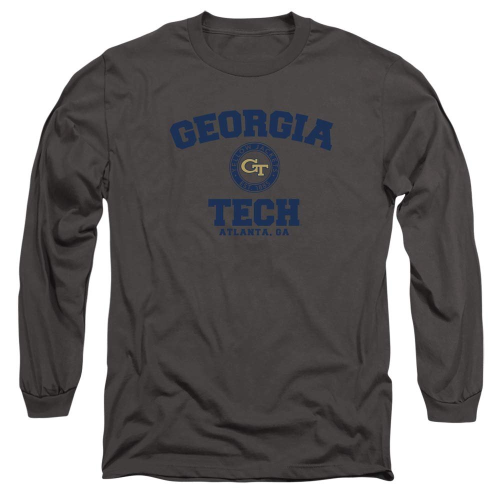 Georgia Tech Official Circle Logo Unisex Adult Long-Sleeve T Shirt,Charcoal, 3X-Large