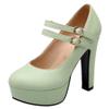 Roimaash Fashion Platform Pumps Block High Heels Ankle Strap Court Shoes Wedding Party Heels Mary Janes Extra Big Sizes Suede Green Size 35 view 1