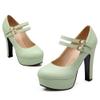 Roimaash Fashion Platform Pumps Block High Heels Ankle Strap Court Shoes Wedding Party Heels Mary Janes Extra Big Sizes Suede Green Size 35 view 2