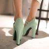 Roimaash Fashion Platform Pumps Block High Heels Ankle Strap Court Shoes Wedding Party Heels Mary Janes Extra Big Sizes Suede Green Size 35 view 4