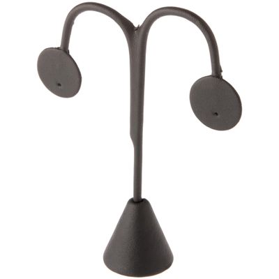 Plymor Black Faux Leather Lamp Style, Single Pair Earring Display Stand, 3.75" W x 1.25" D x 4.75" H (Pack of 6)
