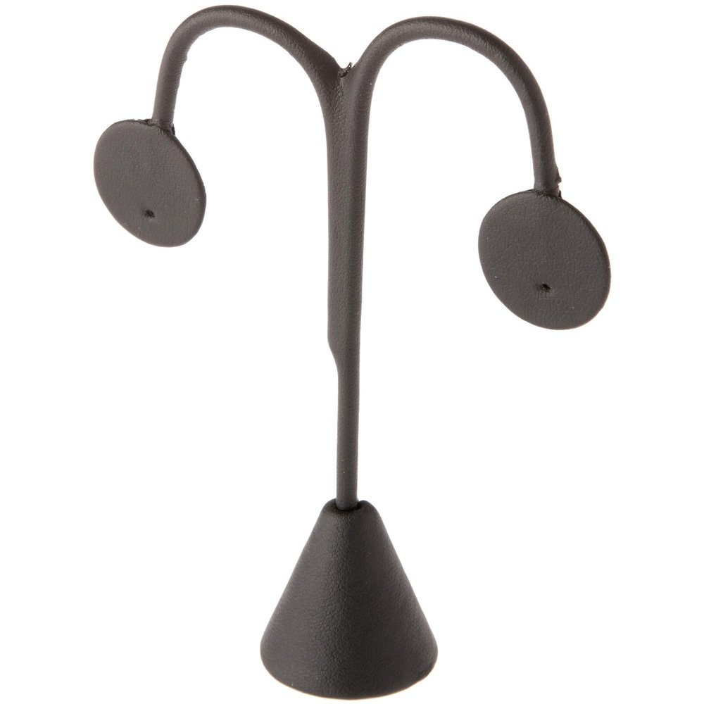 Plymor Black Faux Leather Lamp Style, Single Pair Earring Display Stand, 3.75" W x 1.25" D x 4.75" H (Pack of 6)