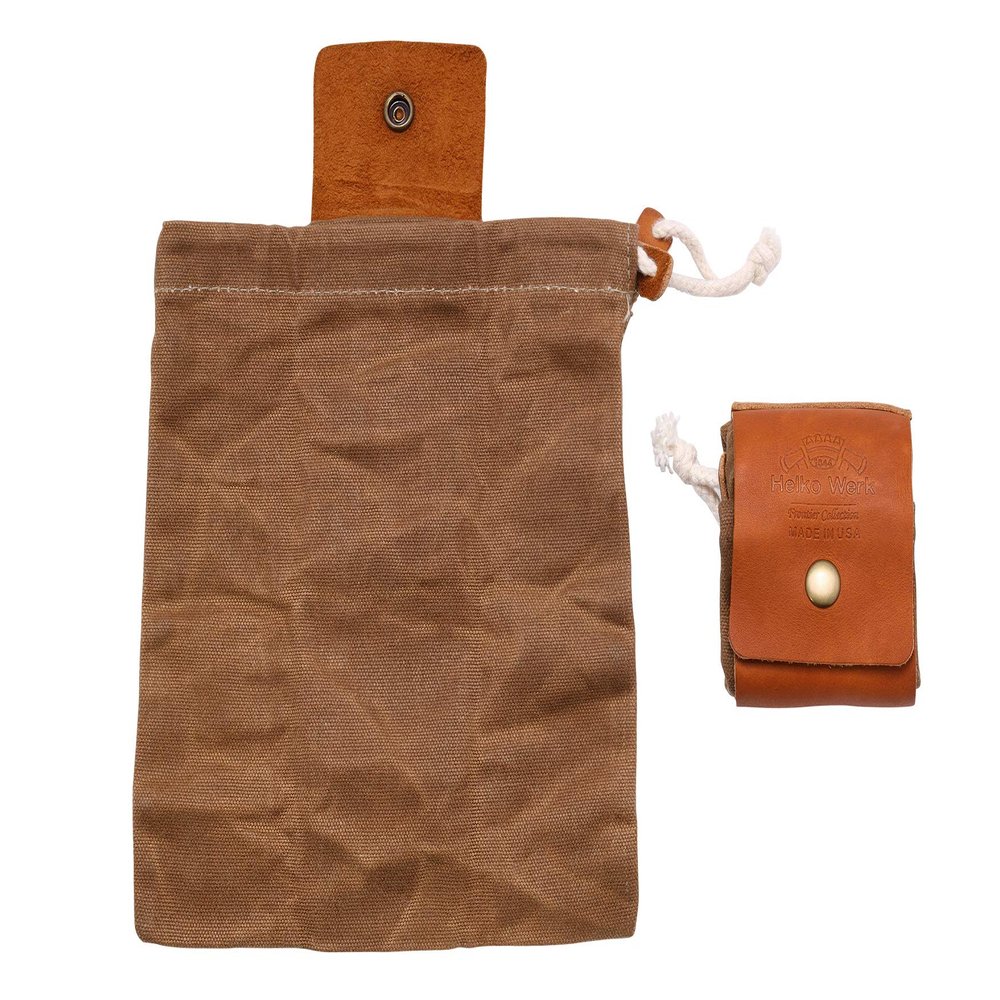 1844 Helko Werk Germany Forager Pouch for Bushcraft and Wilderness Survival Harvesting - Leather and Waxed Canvas Bag (Forager Pouch) #F9090