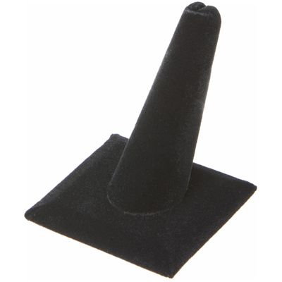 Plymor Black Velvet Ring Finger Display, Single on Square Base, 2.125" W x 2.125" D x 2.375" H (Pack of 3)