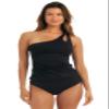 AMAVI Women's One Shoulder Tankini Top-Basic Hipster Bikini Bottom Set, Black, XL view 1