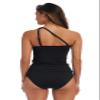 AMAVI Women's One Shoulder Tankini Top-Basic Hipster Bikini Bottom Set, Black, XL view 2