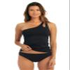 AMAVI Women's One Shoulder Tankini Top-Basic Hipster Bikini Bottom Set, Black, XL view 3