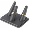 Plymor Gray Faux Leather Ring Finger Display, Three on Rectangular Base, 4.125" W x 3.25" D x 2.25" H view 2